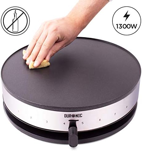 Duronic Crepe Maker PM131 | 33cm Electric Pancake Machine | 1300W | Cook Traditional French Crêpes and Galettes | Large 13 Non-Stick Hot Plate | Adjustable Temperature | Includes Crêperie Utensils