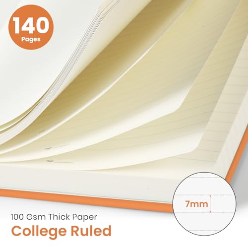 Image of Taja Lined Spiral Journal Notebook for Women & Men, 140 Pages, College Ruled Hardcover Notebook for Work & Note Taking, Journals for Writing, A5(5.7 inch x 7.9 inch) - Bright Orange