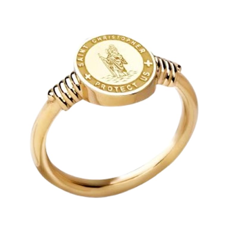 Chevalière Saint Christophe bague de voyage en argent et or pour aventurier