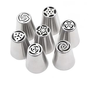 7PCS Russische leiding tips en 1 adapter 1 siliconen EVA Tas cake rvs tulp icing nozzle converter gebak decorating blad…