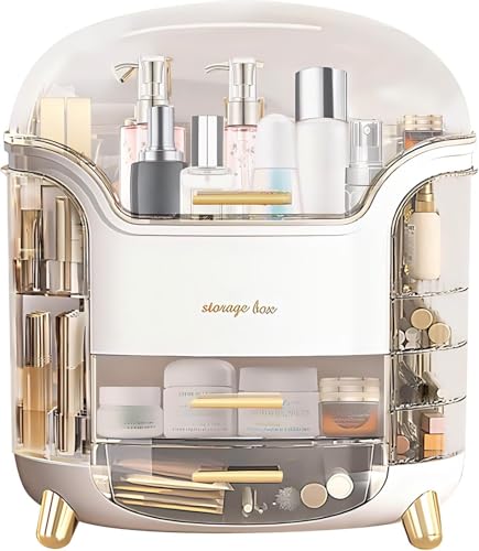 Suyoo XL Acrylic Makeup Organiser - 9 Compartments, Waterproof & Dustproof, Clear Lid Display with Drawers - Perfect for Vanity & Bathroom Storage