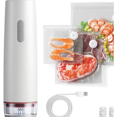 Siolite Appareil De Mise Sous Vide Compact, Machine à Emballer Alimentaire pour Conservation (blanc*1+30 Sacs Réutilisables)