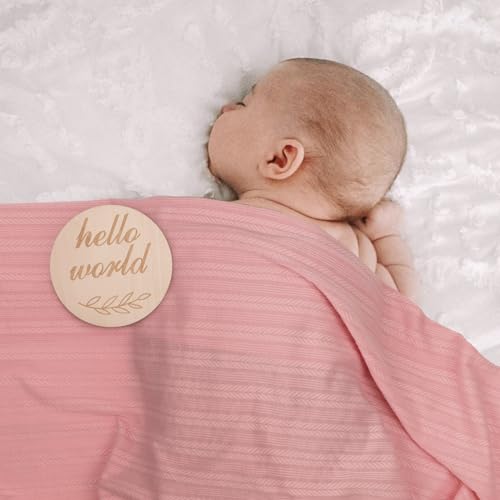 Image of AQOKKA Newborn Receiving Blanket with Bow Hat Mittens Wooden Card Set Wheat-Pattern Newborns Toddler Baby Boy Girl Nursery Swaddle Wrap