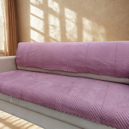 Image of Homerz Premium Velvet Sofa Cover Panel | Soft & Velvety Fabric | Rich Vibrant Colours | Sofa Protector for Living Room (Onion, 2 Seater, Seat Cover with Backrest)