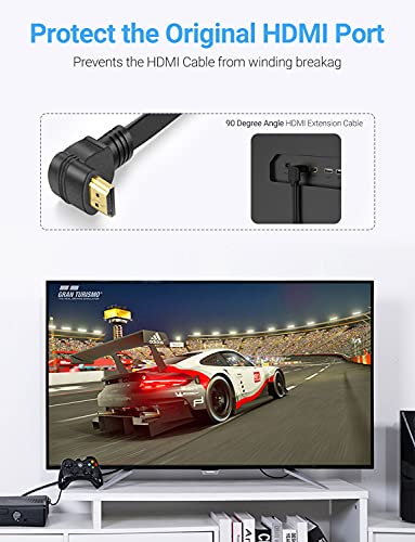 Urwoow Flat Slim High Speed Hdmi Male To Male Extension Cable 270 Degree Right Angle (1 Feet) Adapter Converter Cable #TOP2