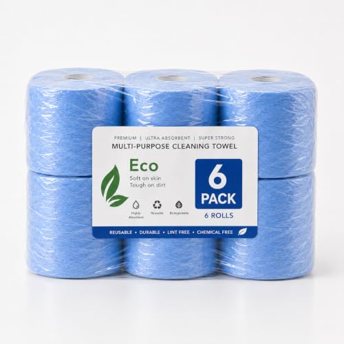 AAM Blue Roll 6 Pack for Kitchen Workshop Restaurants | Environment Friendly Paper Towels | Toilet Roll | Hygienic Fast Drying Tissue Paper