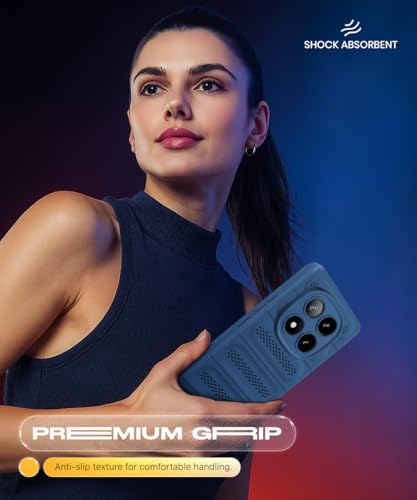Image of WOW IMAGINE Ultimate Silicone Back Cover Case for Redmi Note 14 Pro 5G | Poco X7 5G | Heat Dissipation Thin Soft TPU | 360 Camera Protection | Breathable Cooling Holes - Deep Blue