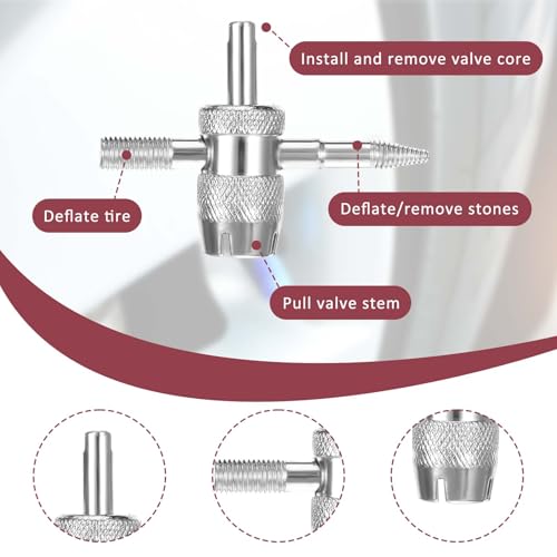 Image of Psyqtsuary Valve Core Removal Tool 7 PCS Valve Stem Removal Tool Kit, 4-Way Valves Stem Wrench Extractor Schrader Valves Removals Tools for Bicycle Car Trucks Tire Repair Installation