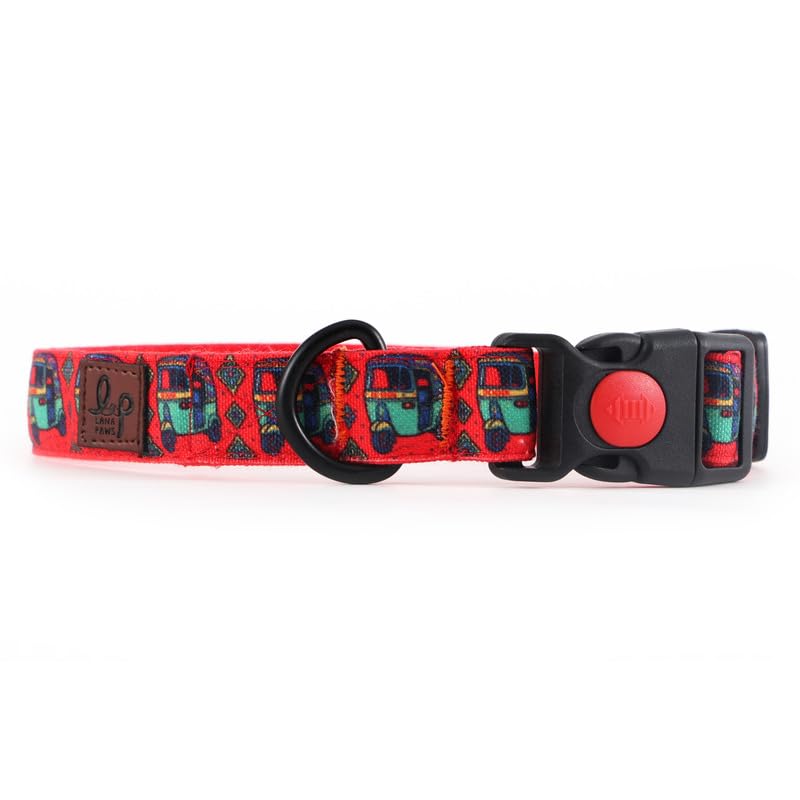 Image of Lana Paws Auto-Rickshaw, Kitsch Style Fabric Dog Collar Belt for Small Dogs