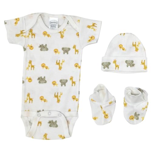 Bambini NC-0673 Unisex Newborn Baby 3 Piece Layette Sets, White