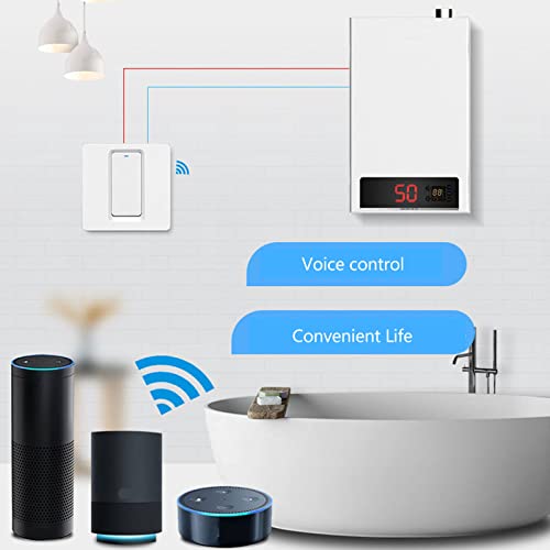 Focket Intelligenter WiFi-Warmwasser Schalter, Sprach Steuerung Smart-Kessel-Wand Schalter mit Timer, Fernbedienung-Schalter, kompatibel für Assistant und für Smart Life App