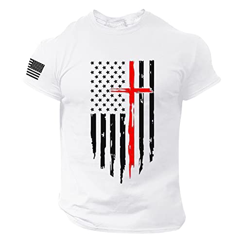 Christian Tshirts Men USA American Flag Patriotic T Shirt