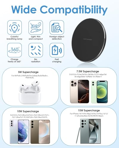 Chargeur sans Fil - 35W Rapide Compatible avec Phone 16/15/14/13/12/11 Pro Max Plus,Pods 2/3/Pro,pour Sung Galaxy S25 Ultra/S24 Plus/S23 FE/S22/S21/S20 – Image 4