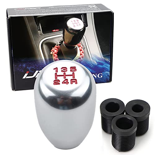 iJDMTOY Silver Chrome 5-Speed Manual Shift Knob Compatible with Honda Acura Mazda Mitsubishi Nissan...
