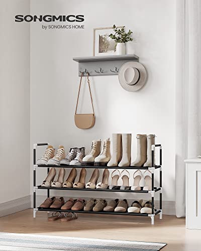 Image of SONGMICS 3-Tier Shoe Rack, Shoe Storage for Hallway Closet, Slim and Space-Saving, Metal Frame, Non-Woven Fabric Shelves, Black ULSH053B01