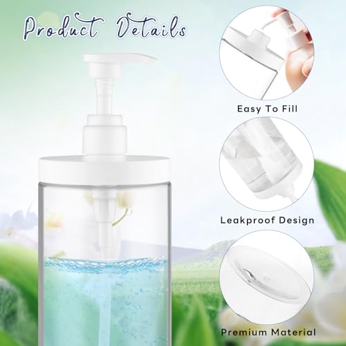 4 Pcs Pump Press Bottles Clear Plastic Shower Shampoo Bottles Empty Refillable Pump Dispenser for Lotion Soap Body Wash - 1000ml/34oz3