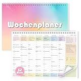 Wochenplaner Block A4 Undatierter Wochenplaner Mit Uhrzeiten 52 Blatt Spiralgebundene Weekly Planner Duplex To Do Liste Block Ohne Festes Datum Reicht für Ein Jahr Für Zuhause Schule Büro