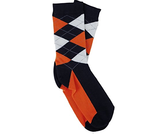 vangobeauty MEN ARGYLE SOCKS Orange Black and White Argyle- Dress Socks- size 7-132