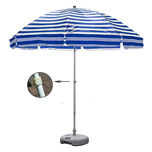 Paraguas parasol de rayas azules y blancas con 8 varillas de acero para jardín y terraza