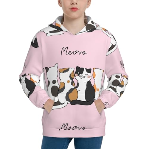 Cute Cats Kid Hoodies Boys Sweatshirts Girls Pullover with Pocket