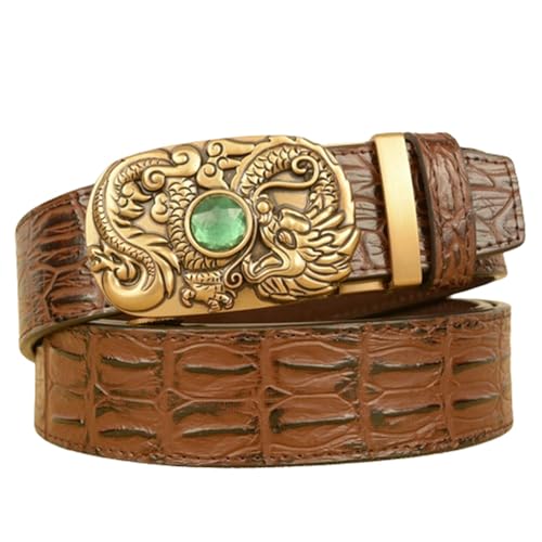 Ceinture à cliquet pour homme réglable avec sangle crocodile et boucle dragon