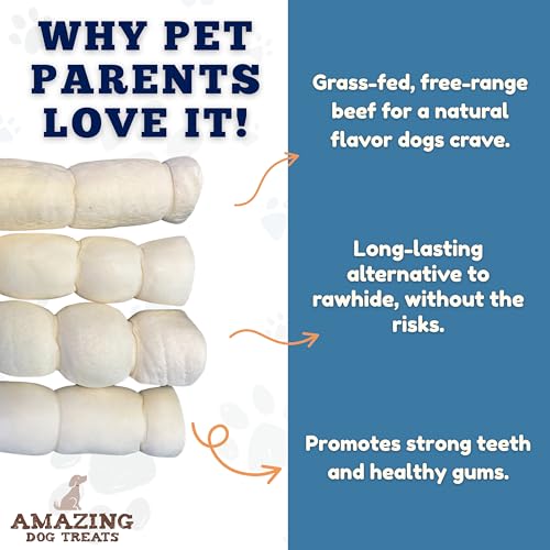 Amazing Dog Treats - Beef Cheek Rolls (10 Inch Regular - 4 Pcs) - Safe Rawhide Alternative Dog Chew - Great for Power Chewers - Long Lasting Dog Chew - Retriever Rolls for Dogs