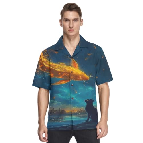 Chemise Hawaïenne Homme Poisson Doré Natation Anti-Chaleur pour un Été Confortable