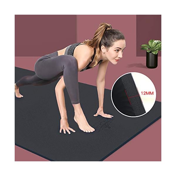 Hatha-Yoga-Extra-Thick-TPE-Yoga-Mat-72x-32-Thickness-12-Inch-Eco-Friendly-SGS-Certified-With-High-Density-Anti-Tear-Exercise-Bolster-For-Home-Gym-Travel-Floor-Outside Hatha Yoga Extra Thick TPE Yoga Mat - 72"x 32" Thickness 1/2 Inch -Eco Friendly SGS Certified - With High Density Anti-Tear Exercise Mats For Home Gym Travel & Floor Outside (Black)…