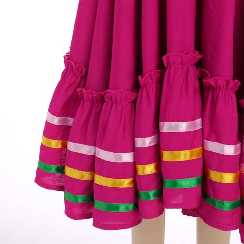 Mexican Dress for Girls Embroidered Traditional Mexican Dress with Belt Cinco de Mayo Fiesta Birthday Party Dresses4