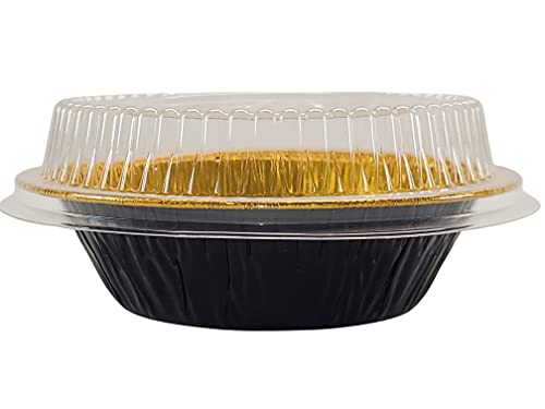 KitchenDance Mini Pie Tins with Lids - Premium 5 Inch Pie Tins - Mini Pie Pans with Lids for Baking Pies, Tarts, Cobblers, and Cakes- Essential for Professional and Home Kitchens 501P (50, B & G)