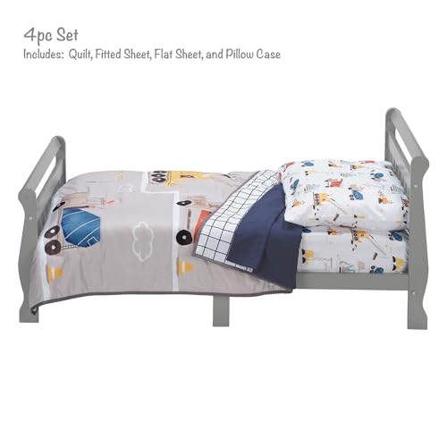 Image of Bedtime Originals 4-Piece Construction Zone Gray /Navy /White Toddler Bedding Set