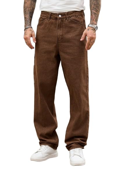 Buy NUCOUTHS Men Brown Straight Fit Denim Pants Modern Everyday