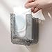 Wipes Dispenser, Flushable Wipes Holder for Bathroom, Kitchen Wipe Storage, Non-Slip Wall-Mounted Tissue Box, Wipe Container for Kitchen Bathroom Bedroom (Transparent Gray)