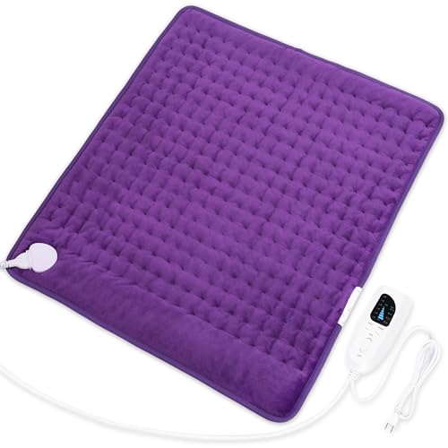 Image of Deepsoon Heating Pad,Electric Heating Pads for Back,Neck,Moist Heating Pad for Abdomen Shoulder Knee Legs,Dry /Moist Heat&Auto Shut Off,Mother's Day Birthday for Men and Women,Dark Purple,24x20 Inch