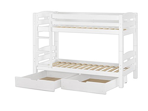 Erst-Holz®Etagenbett Kinderstockbett Kiefer weiß 90x200 Bettkästen...