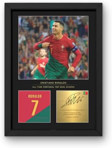 Win FC Cristiano Ronaldo Signed A4 Framed Photo Display - Reprodu...