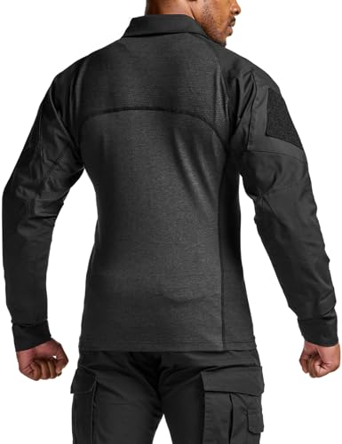 CQR Men's Combat Shirt Tactical 1/4 Zip Long Sleeve Military BDU Shirts Camo EDC Top with Pockets - Image 4