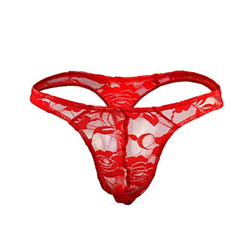 Creamlin sous-vêtements Transparents pour Hommes sous-vêtements en Dentelle Comfty (Rouge)