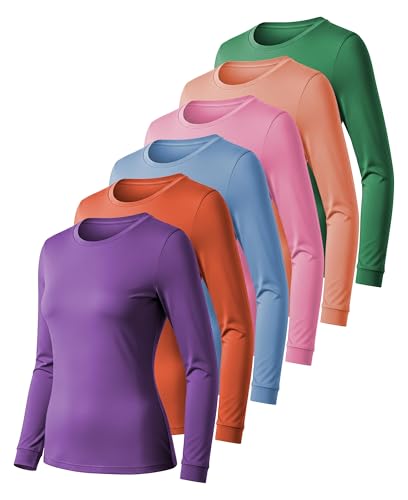 Womens Ultra Soft Midweight Baselayer Top | All Season Thermal Scoop Neck Long Sleeve Shirt | Multi Packs