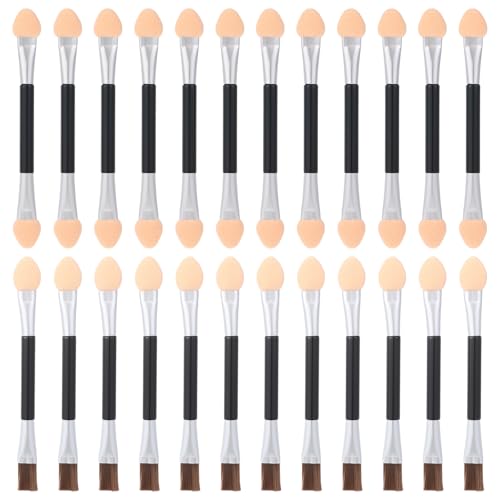 BOHUIZ Lidschatten Pinsel Set, 24 Stück Schwamm Eyeshadow Brush, Doppelseitiger Lidschatten Applikator, Einweg Lidschattenpinsel, Perfekt für Eyeliner und Make-up Schwämmchen, Ideal(Stil A)