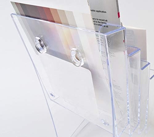 FixtureDisplays® Set of 2 Pcs 4 Tier Leaflet Holder Bi-fold 6" Literature Holder Clear Acrylic Wall Mountable 14914