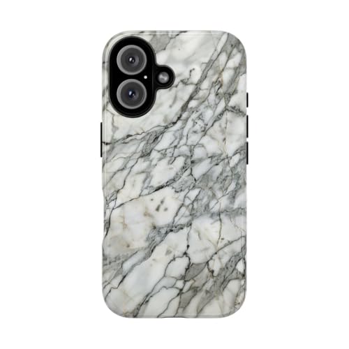 Coque iPhone 16 marbre blanc rigide brillante antichoc design