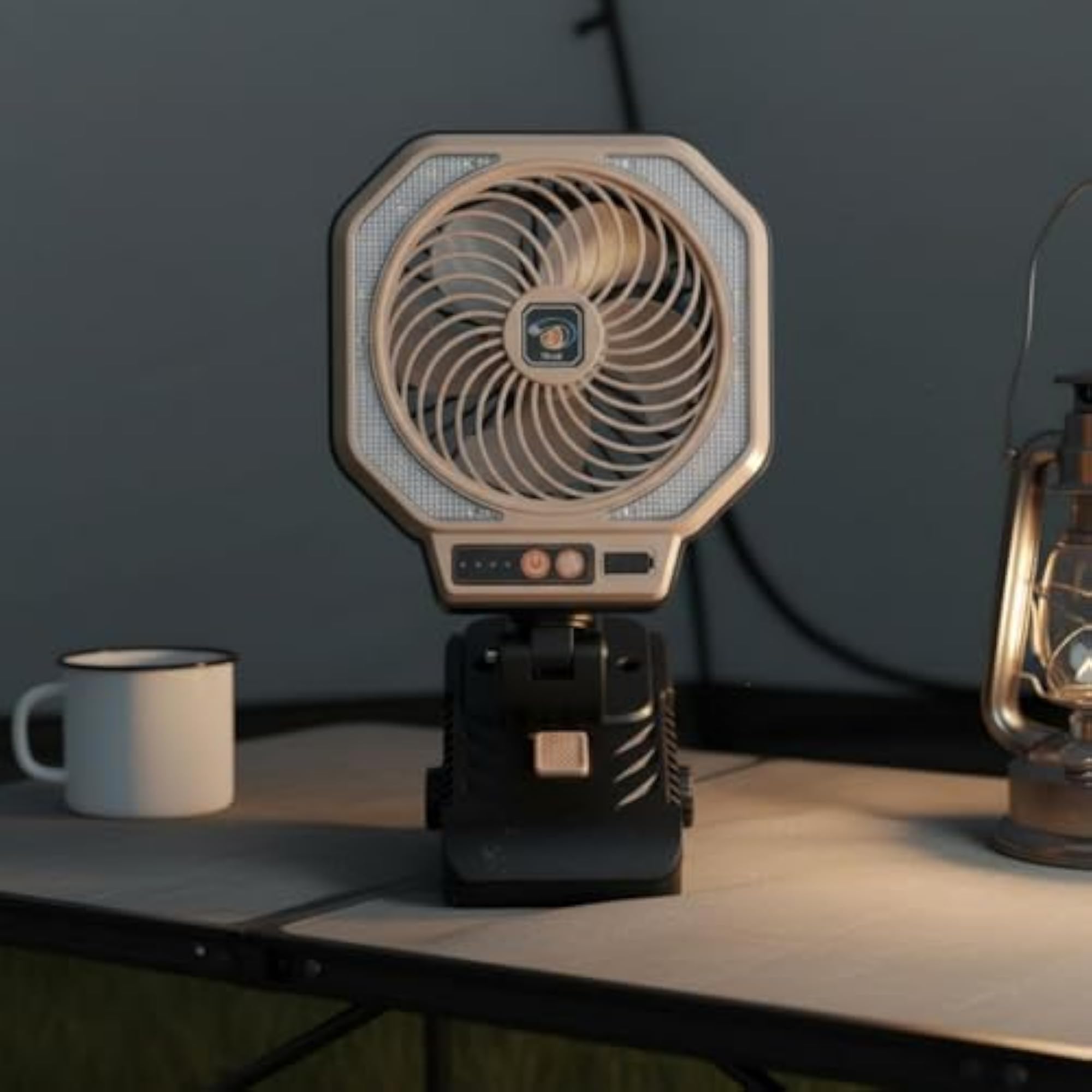 LED Fan Lamp with Rechargeable Clip for Outdoor Use