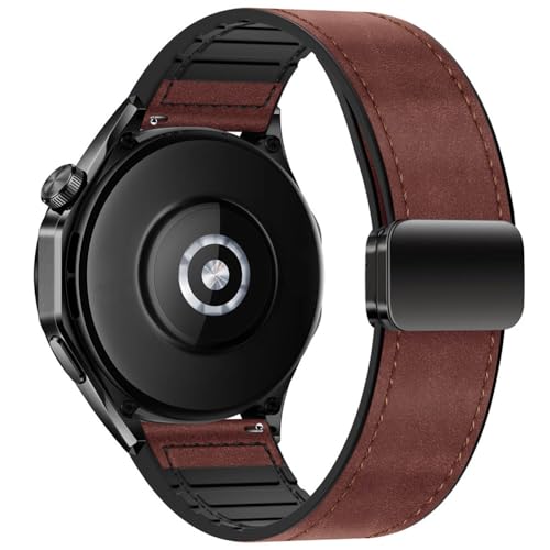 Image of AONES Watch Strap Leather Silicone Magnetic Belt 20mm Compatible for Compaq Q Watch Balance Smartwatch Band