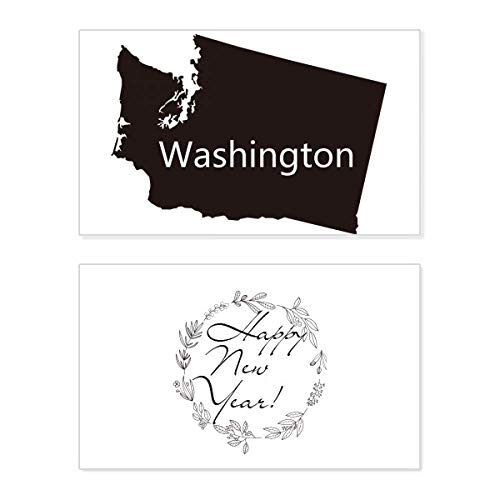 Tarjeta de Washington EE. UU. de Año Nuevo: postal conmemorativa con mapa y mensaje de bendición