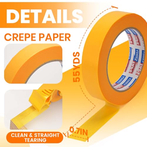 Image of ADHES Washi Masking Tape with Dispenser, 0.94 Inch x 60 Yards | Easy Tear Painters Tape for Painting, Craft, DIY, Labeling, Residue-Free Decorative Paper Tape for Home, Office & Art Pro