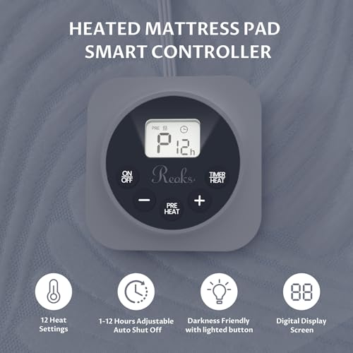 Twin Size Electric Heated Mattress Pad - Bed Warmer with Memory & Preheat Functions, 12 Heat Settings Single Control for 1-12 Hours Auto Off, Lighted Button