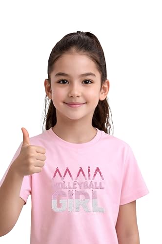 Image of KlothoMAIA Volleyball Graphic T-Shirt Girls' Sequin & Print T-Shirt - Sparkle, Style & Everyday Comfort