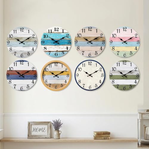 Image of CHYLIN Wall Clock Silent Non-Ticking Battery Operated Rustic Coastal 10 inch