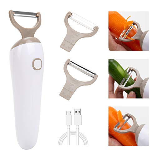Electric Potato Vegetable Peeler for Kitchen, SubClap 3-in-1 Vegetable Tool Julienne Peeler Slicer, Handheld Stainless Steel Cutter Slicer for Carrot Melon Gadget Vegetable Fruit